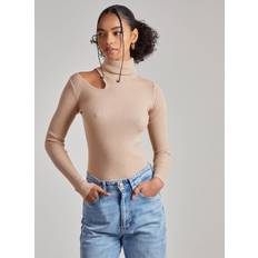 Clothing Knit Cut Out Turtle Neck Top Camel