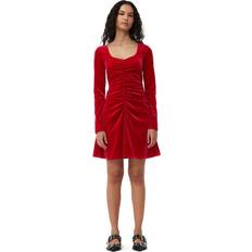 Sammet Kläder Ganni Red Ruched Minidress 086 Savvy Red DK