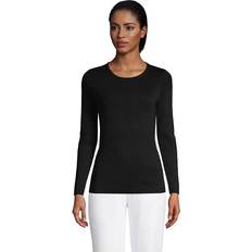 Lands' End XL T-shirts & Tank Tops Lands' End Plus Cotton Rib Long Sleeve Crewneck T-Shirt Black