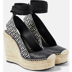 Espadrilles Balmain Monogram wedge espadrilles black