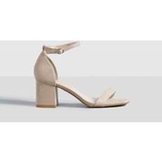 boohoo Wide Fit Low Block Barely There Heels Nude