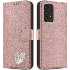 Gold Wallet Cases iCatchy Rose Gold Samsung Galaxy A53 5G Gliter Wallet Case Cover Not/Specified