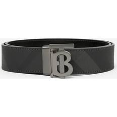 Checkered Belts Burberry Check And Leather Reversible TB Belt - Charcoal/Grey