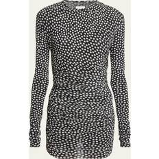 Saint Laurent Ruched Polka Dot Mini Dress