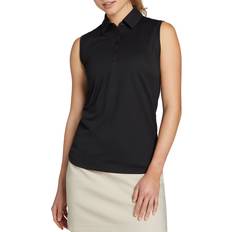 Polo Shirts Walter Hagen Walter Hagen Women's Clubhouse Pique Sleeveless Golf Polo, Medium, Pure Black