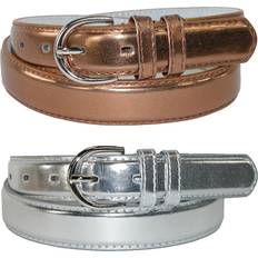 Bronze - Women Accessories CTM Leather Metallic Dress Belt - Pack 2 Colors