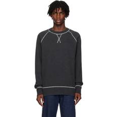 Sunspel Jumpers Sunspel Gray Contrast Stitching Sweatshirt charcoal melange