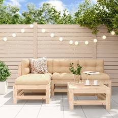 Square Outdoor Lounge Sets Homie 5 Piece Garden Solid Wood Pine Outdoor Lounge Set