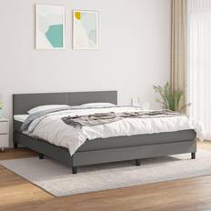 vidaXL Boxspringbett mit Matratze 180x200 cm Dunkelgrau