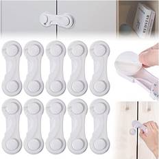 10PCS Plastic Cupboard Locks for Children, Child Wardrobe Locks for Cabinets Drawers Fridge Door Adhesive Locks for Kids Baby Safety Locks for