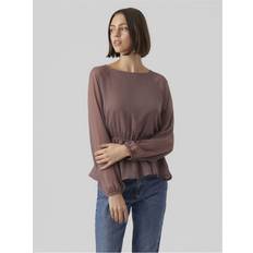 Leder Blusen Vero Moda top mit schößchen vmmally ls boatneck blouse vma exc damen Rose Taupe