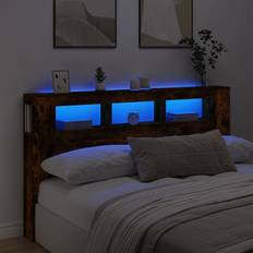 Lits et Matelas vidaXL À LED Chêne Fumé 180x18.5x103.5 cm Smoked Oak Tête de lit