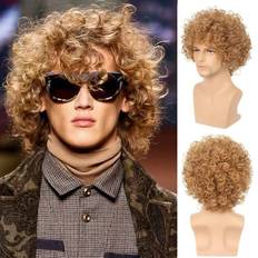 Men Wigs Cloud Men Blonde Curly Wig Short Rocker Costum Hair Heat Cosplay