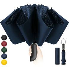 Compact Automatic Windproof Inverted Umbrella 210T Fabric 105cm Span 10 Large Ribs - Blue