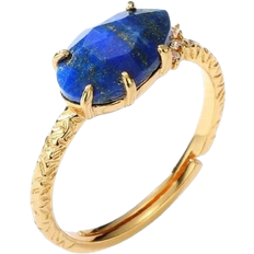 Lapis Rings Allnoel Adjustable Open Ring - Silver/Lapis/Transparent