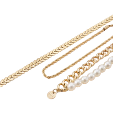 White Anklets Egirl Twist Chain Leg Anklet - Gold/Pearls