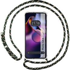 TuMundoSmartphone Hülle anhänger transparent für motorola moto g84 5g mit lanyard grün/golden