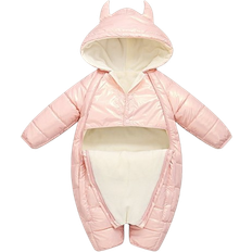 9-12M Snowsuits Infant Winter Hooded Cartoon Snowsuit - Pink