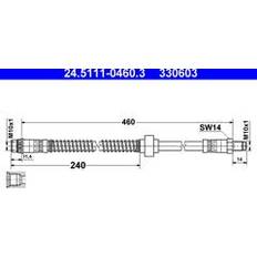 Fordonsdelar ATE 24.5111-0460.3 Bromsslang 460 M10x1