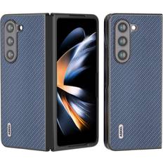 MAULUND Samsung Galaxy Z Fold5 5G Læderbetrukket Plastik Cover Blå Carbon