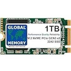 Global Memory t minne 1 TB M.2 2242 PCIe Gen3 x2 NVMe B M KEY SOLID STATE DRIVE SSD FÖR LENOVO IDEAPAD 3 530S/THINKPAD V15 P52S X280 T470P T480S T495 L490 T580