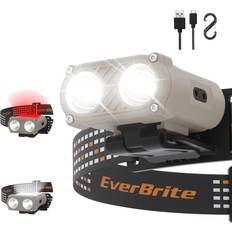 Camping & Outdoor EverBrite EverBrite Headlamp Rechargeable with Motion Sensor, 3 Models LED Adjustable Head Lamp to Wear and Clip for Hard Hats, Outdoor Headlight with Red Light for Adults & Kids Camping, Hiking 1 Pack