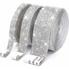 3 Rolls Self-Adhesive Crystal Rhinestone Diamond Ribbon DIY Decoration Sticker With 2 Mm Rhinestones For DIY Event Car