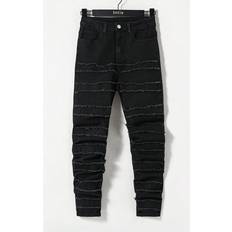 Skinny Trousers Shein Teen Boy's Casual Mid-Rise Skinny Jeans With Frayed Hem Design