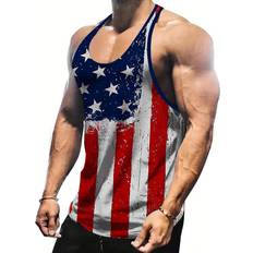 Herren - Mehrfarbig Tanktops Shein Men'S American Flag Print Sports Tank Top