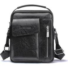 Vintage Men Crossbody Bag Small Casual Hand Bag Classical PU Leather Handbag Male Shoulder Bag Black