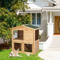 Costway Wooden 2 Floors Chicken Coop Bunny Rabbit Cage Roof