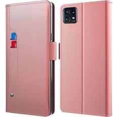 Skalo Motorola Edge 40 Pro 5G Kortholder Mirror Flip Cover Rosa guld