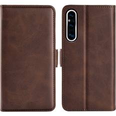 Skalo Sony Xperia 1 V Premium Wallet Flip Cover Brun