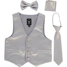 Vests Igirldress Boy's Formal Satin Vest Set 4pcs - Silver