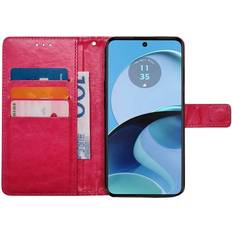 CaseOnline Wallet cover 3-kort Motorola Moto G14 Lyserød