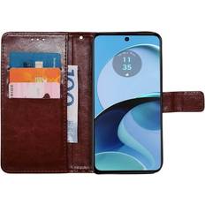 CaseOnline Wallet cover 3-kort Motorola Moto G14 Brun