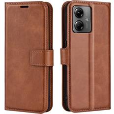 Skalo Motorola Moto G14 Premium Wallet Flip Cover Brun