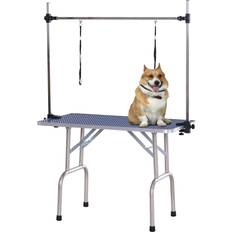 Pets Pawhut Metal Adjustable Dog Grooming Table Rubber with Top 2 Safety Slings