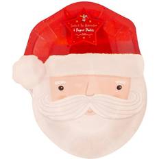 YöL Set Of 6 Santa Claus Paper Plates Disposable Xmas Dinner Lunch Party Tableware