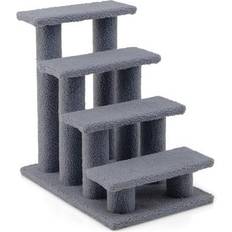 Pets Costway Inch 4-Step Pet Stairs Carpeted Ladder Ramp Scratching Post Cat Tree