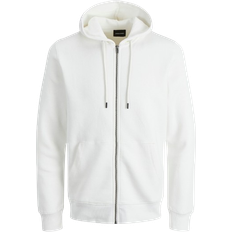 Jack & Jones Star Plain Hoodie With Zipper - White/Cloud Dancer