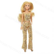 Barbie Shao Barbie The Movie Doll, Margot Robbie As Barbie, Collectible Doll Wearing Gold Disco Jumpsuit With Glossy Curls And Golden Heels