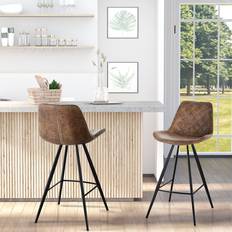 Brown Seating Stools Portland Brown Microfibre Vintage Seating Stool