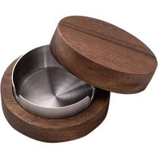 Ashtrays HKHBJS Walnut Ashtray With Lids Windproof Wooden Ashtraysilver