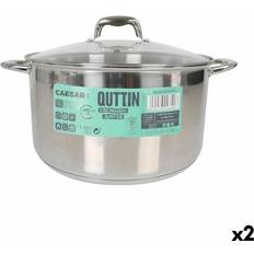 Cookware Quttin Quttin-Olla Tapa de Cristal Caesar Acero ø 32 x 18.5 cm (2 Unidades) 32 cm