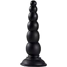 Beaded Black Anal Dildo with Suction Cup Base 6.5 Inch