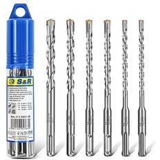 S&R Hammarborrset – SDS-Plus/4 skärare, 6 delar, stålbetong borrset för armerad betong/sten/granit, 6–8 – 10–12 x 160 mm – helhårdmetallplatta med 4 skärgeometri