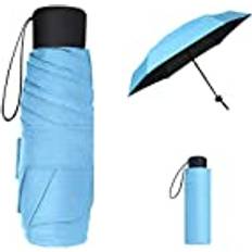 Vicloon Mini reseparaply, fickparaply, bärbart kompakt vikbart paraply, litet lätt vattentätt paraply, regn och solparaply, BLÅ 17cm
