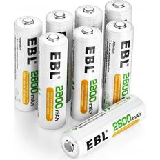 EBL AA Rechargeable Batteries 2800mAh, 8 Pack High Performance 1200 Cycle Ni-MH Batteries
