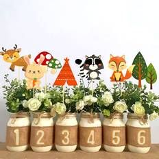 Party Supplies LaVenty LaVenty 34 PCS Woodland Animals Centerpieces for Table Woodland Creature Party Supplies Forest Animal Centerpieces Woodland Animals Cupcake Picks for Woodland Baby Shower Birthday Party Decorations